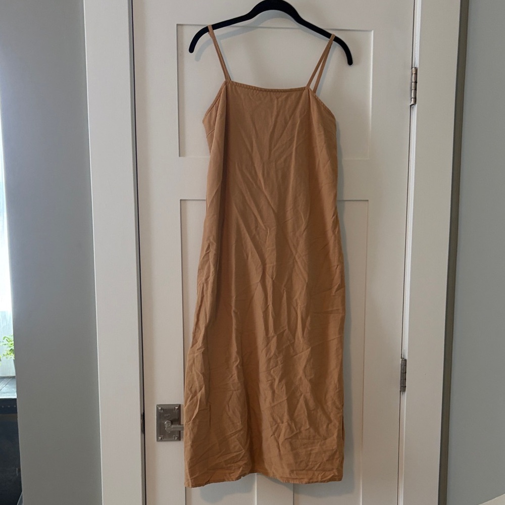 Japna Tan Slip Dress with Spaghetti Straps